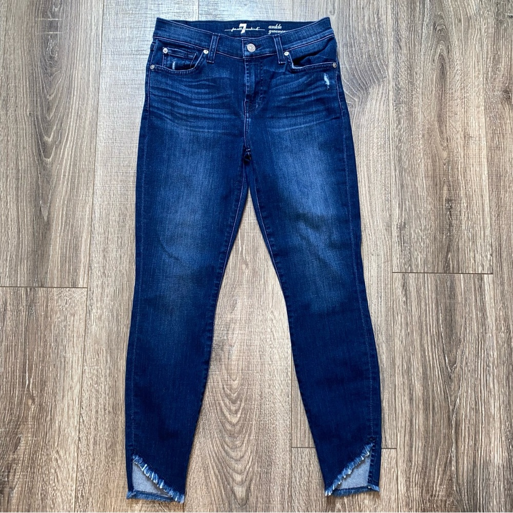 7 for All Mankind Ankle Gwenevere raw hem high-rise jeans, size 26